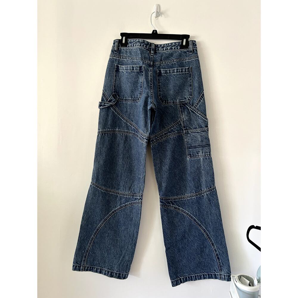 Pacsun Casey Dark Indigo Moto Low Rise Baggy Jeans Size 26 - Picture 4 of 5